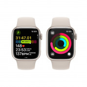 Apple Watch Series 9 Cellular, 41mm Starlight Aluminium Case with Starlight Sport Band S/M - умен часовник от Apple  2