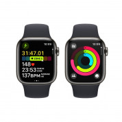 Apple Watch Series 9 Cellular, 41mm Graphite Stainless Steel Case with Midnight Sport Band S/M - умен часовник от Apple  2