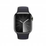 Apple Watch Series 9 Cellular, 41mm Graphite Stainless Steel Case with Midnight Sport Band S/M 1