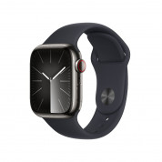Apple Watch Series 9 Cellular, 41mm Graphite Stainless Steel Case with Midnight Sport Band S/M