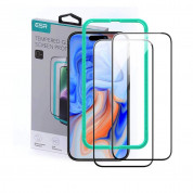 ESR 3D Full Cover Tempered Glass 2 Pack - 2 броя калени стъклени защитни покрития за дисплея на iPhone 15 Pro (черен-прозрачен)