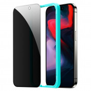 ESR Privacy Full Cover Tempered Glass - калено стъклено защитно покритие с определен ъгъл на виждане за дисплея на iPhone 15 Pro Max (черен-прозрачен) 4