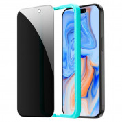 ESR Privacy Full Cover Tempered Glass - калено стъклено защитно покритие с определен ъгъл на виждане за дисплея на iPhone 15 Plus (черен-прозрачен) 4