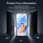 ESR Privacy Full Cover Tempered Glass - калено стъклено защитно покритие с определен ъгъл на виждане за дисплея на iPhone 15 Plus (черен-прозрачен) 5