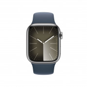Apple Watch Series 9 Cellular, 45mm Silver Stainless Steel Case with Storm Blue Sport Band S/M - умен часовник от Apple  1