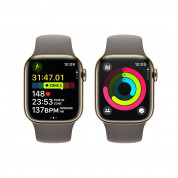 Apple Watch Series 9 Cellular, 45mm Gold Stainless Steel Case with Clay Sport Band S/M - умен часовник от Apple  2