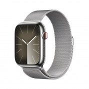 Apple Watch Series 9 Cellular, 45mm Silver Stainless Steel Case with Silver Milanese Loop