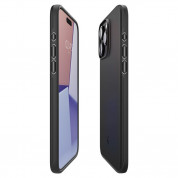 Spigen Thin Fit Case - качествен тънък матиран кейс за iPhone 15 Pro Max (черен) 7