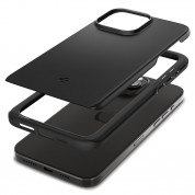 Spigen Thin Fit Case - качествен тънък матиран кейс за iPhone 15 Pro Max (черен) 9
