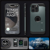 Spigen Tough Armor MagSafe Case - хибриден кейс с най-висока степен на защита с MagSafe за iPhone 15 Pro (зелен) 17
