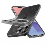 Spigen Liquid Crystal Glitter Case - тънък силиконов (TPU) калъф за iPhone 15 Pro (прозрачен)  6