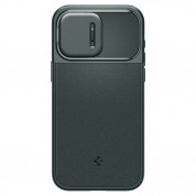 Spigen Optik Armor MagFit MagSafe Case - тънък качествен силиконов (TPU) калъф с капак за камерата с MagSafe за iPhone 15 Pro (зелен) 3