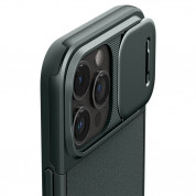 Spigen Optik Armor MagFit MagSafe Case - тънък качествен силиконов (TPU) калъф с капак за камерата с MagSafe за iPhone 15 Pro (зелен) 8