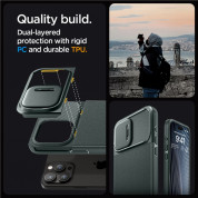 Spigen Optik Armor MagFit MagSafe Case - тънък качествен силиконов (TPU) калъф с капак за камерата с MagSafe за iPhone 15 Pro (зелен) 14