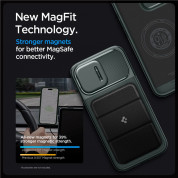 Spigen Optik Armor MagFit MagSafe Case - тънък качествен силиконов (TPU) калъф с капак за камерата с MagSafe за iPhone 15 Pro (зелен) 15