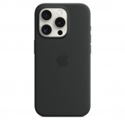 Apple iPhone Silicone Case with MagSafe - оригинален силиконов кейс за iPhone 15 Pro с MagSafe (черен)  1