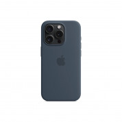 Apple iPhone Silicone Case with MagSafe - оригинален силиконов кейс за iPhone 15 Pro с MagSafe (син)  4