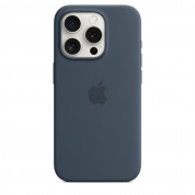 Apple iPhone Silicone Case with MagSafe - оригинален силиконов кейс за iPhone 15 Pro с MagSafe (син)  1