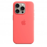 Apple iPhone Silicone Case with MagSafe - оригинален силиконов кейс за iPhone 15 Pro с MagSafe (розов)  5