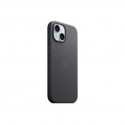 Apple iPhone FineWoven Case with MagSafe - оригинален текстилен кейс с MagSafe за iPhone 15 (черен)  3