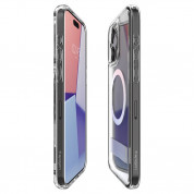 Spigen Ultra Hybrid S MagSafe Case - хибриден кейс с висока степен на защита с MagSafe и вградена поставка за iPhone 15 Pro Max (прозрачен)  8