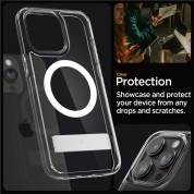 Spigen Ultra Hybrid S MagSafe Case - хибриден кейс с висока степен на защита с MagSafe и вградена поставка за iPhone 15 Pro Max (прозрачен)  15