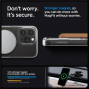 Spigen Ultra Hybrid S MagSafe Case - хибриден кейс с висока степен на защита с MagSafe и вградена поставка за iPhone 15 Pro Max (прозрачен)  14