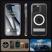 Spigen Ultra Hybrid S MagSafe Case - хибриден кейс с висока степен на защита с MagSafe и вградена поставка за iPhone 15 Pro Max (прозрачен)  16