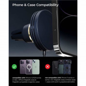 iOttie Velox Mini MagSafe Magnetic Wireless Air Vent Mount - поставка за радиаторa на кола с безжично зареждане за iPhone с MagSafe (черен) 7