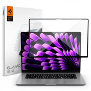 Spigen Tempered Glass GLAS.tR - висококачествено стъклено защитно покритие за целия дисплей на MacBook Air 15 M2 (2023) (черен-прозрачно) 12