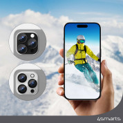 4smarts StyleGlass Camera Lens Protector - 2 броя предпазни плочки за камерата на iPhone 15 Pro, iPhone 15 Pro Max (тъмносив и прозрачен) 4