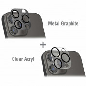 4smarts StyleGlass Camera Lens Protector - 2 броя предпазни плочки за камерата на iPhone 15 Pro, iPhone 15 Pro Max (тъмносив и прозрачен)