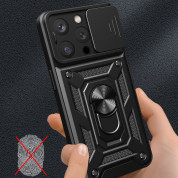 Armor Camshield Hybrid Case With Stand - хибриден удароустойчив кейс с пръстен против изпускане за iPhone 15 Pro Max (черен) 2