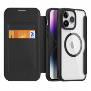Dux Ducis Skin X Pro Magnetic Wallet Case - удароустойчив хибриден кожен кейс с отделение за карти и MagSafe за iPhone 15 Pro Max (черен-прозрачен) 1