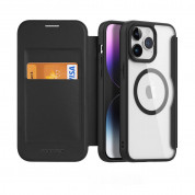 Dux Ducis Skin X Pro Magnetic Wallet Case - удароустойчив хибриден кожен кейс с отделение за карти и MagSafe за iPhone 15 Pro (черен-прозрачен) 1