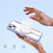 Dux Ducis Skin X Pro Magnetic Wallet Case - удароустойчив хибриден кожен кейс с отделение за карти и MagSafe за iPhone 15 (лилав-прозрачен) 2