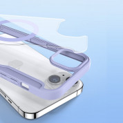 Dux Ducis Skin X Pro Magnetic Wallet Case - удароустойчив хибриден кожен кейс с отделение за карти и MagSafe за iPhone 15 (лилав-прозрачен) 8