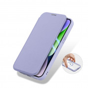 Dux Ducis Skin X Pro Magnetic Wallet Case - удароустойчив хибриден кожен кейс с отделение за карти и MagSafe за iPhone 15 (лилав-прозрачен) 6
