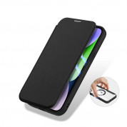 Dux Ducis Skin X Pro Magnetic Wallet Case - удароустойчив хибриден кожен кейс с отделение за карти и MagSafe за iPhone 15 (черен-прозрачен) 4