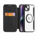 Dux Ducis Skin X Pro Magnetic Wallet Case - удароустойчив хибриден кожен кейс с отделение за карти и MagSafe за iPhone 15 (черен-прозрачен) 2