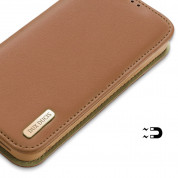 Dux Ducis Hivo Genuine Leather Flip Wallet Case - кожен калъф от естествена кожа с поставка и отделение за кр. карти за iPhone 15 Pro Max (кафяв) 4