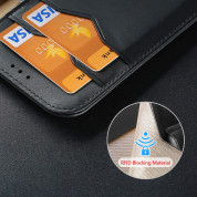 Dux Ducis Hivo Genuine Leather Flip Wallet Case - кожен калъф от естествена кожа с поставка и отделение за кр. карти за iPhone 15 Pro Max (черен) 7