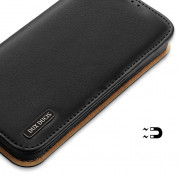 Dux Ducis Hivo Genuine Leather Flip Wallet Case - кожен калъф от естествена кожа с поставка и отделение за кр. карти за iPhone 15 Pro Max (черен) 4