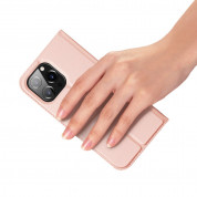 Dux Ducis Skin Pro Case - кожен калъф с поставка и отделение за кр. карти за iPhone 15 Pro Max (розов) 5