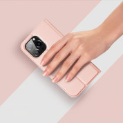 Dux Ducis Skin Pro Case - кожен калъф с поставка и отделение за кр. карти за iPhone 15 Pro Max (розов) 11