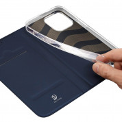 Dux Ducis Skin Pro Case - кожен калъф с поставка и отделение за кр. карти за iPhone 15 Pro (тъмнисин) 6