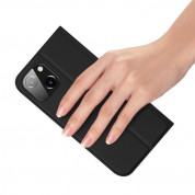 Dux Ducis Skin Pro Case - кожен калъф с поставка и отделение за кр. карти за iPhone 15 (черен) 5