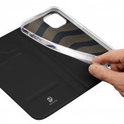 Dux Ducis Skin Pro Case - кожен калъф с поставка и отделение за кр. карти за iPhone 15 (черен) 6