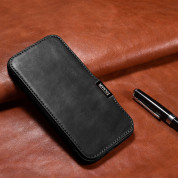 iCarer Leather Oil Wax MagSafe Folio Case - кожен калъф (естествена кожа), тип портфейл с MagSafe за iPhone 15 Pro (черен) 16