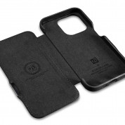 iCarer Leather Oil Wax MagSafe Folio Case - кожен калъф (естествена кожа), тип портфейл с MagSafe за iPhone 15 Pro (черен) 14